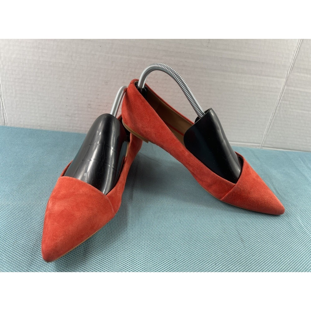Crown Vintage Noelle Suede d'Orsay Ballet Flats Orange Women 7.5M Pointed Toe
